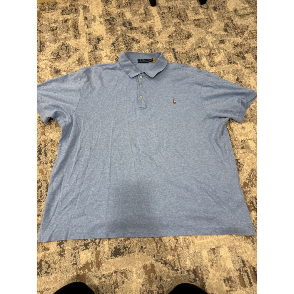 Polo Ralph Lauren Mens 2XB Light Blue Flesh Pony Cotton‎ Short Sleeve Polo Shirt